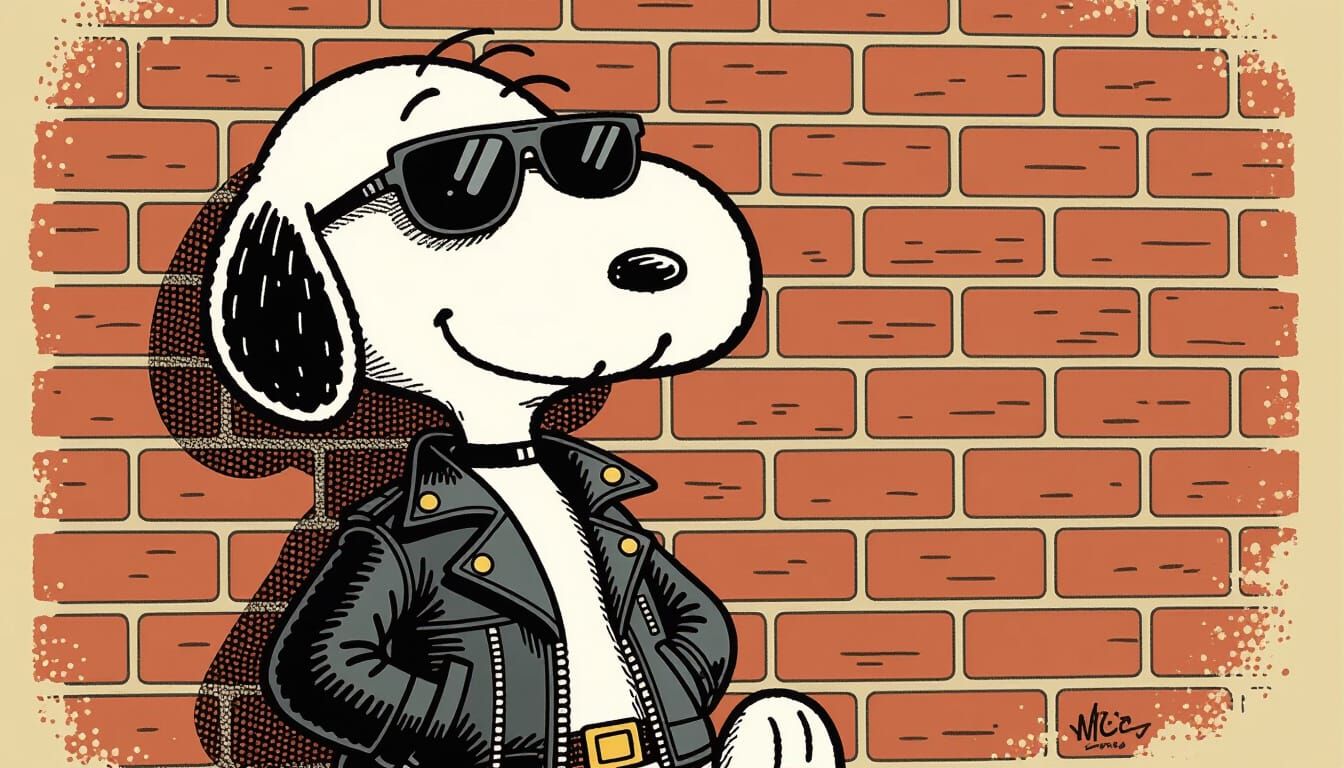 Snoopy as Joe Cool in Vintage Comic Style