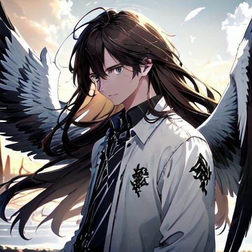 Detailed Digital Art of Angelic Man with Wings