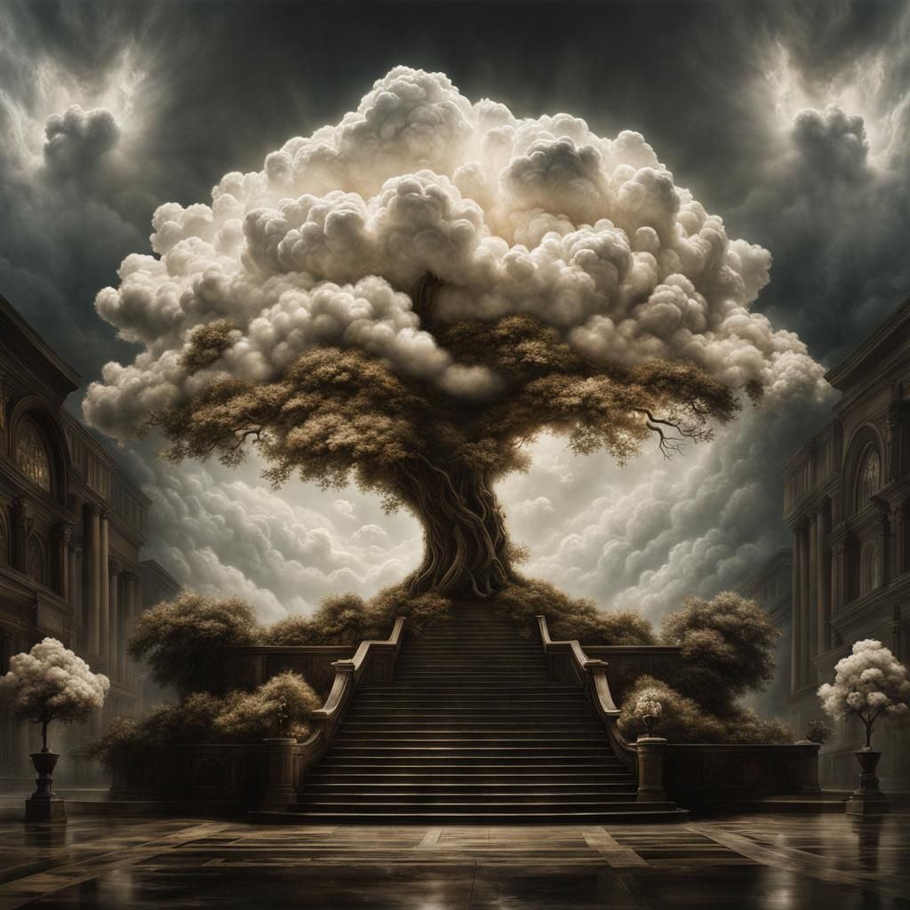 Cloud Tree of Life: Hyperrealistic Mixed-Media Photography