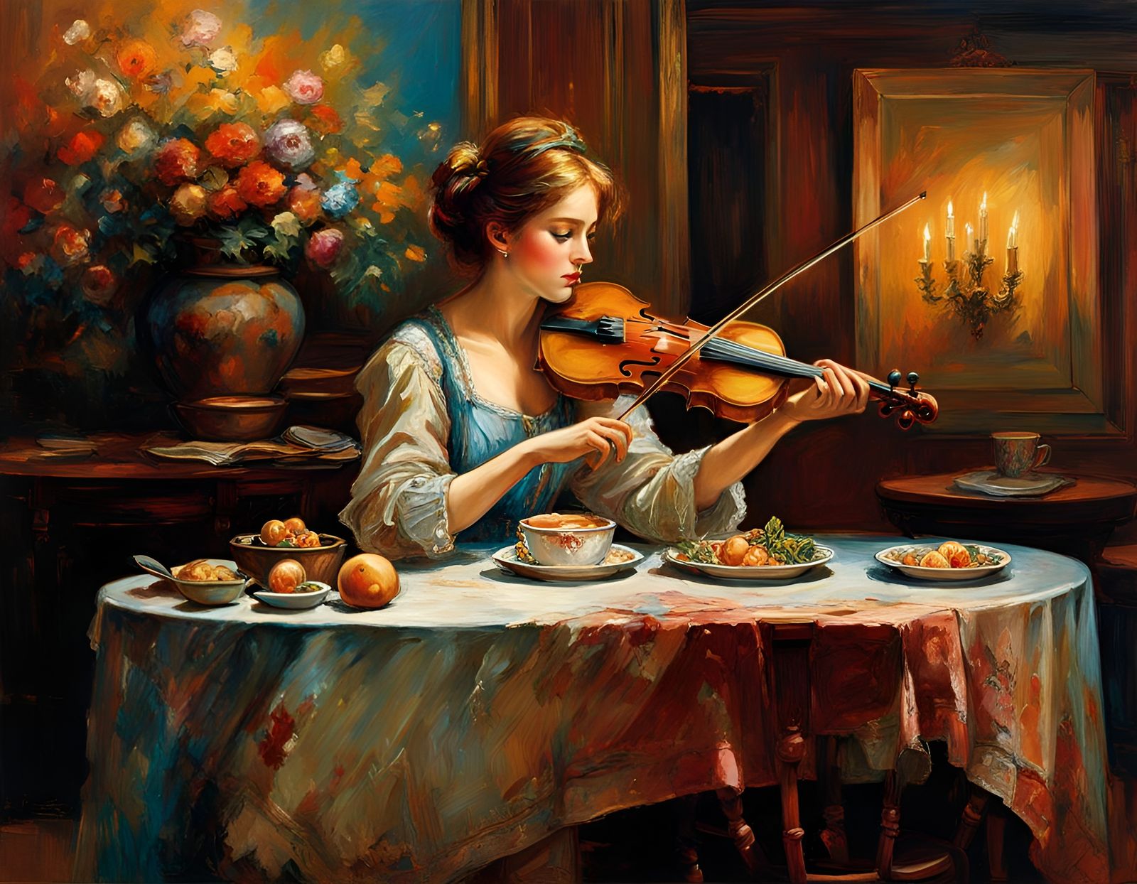 Germaine Mesmerized by Pierre the Violinist