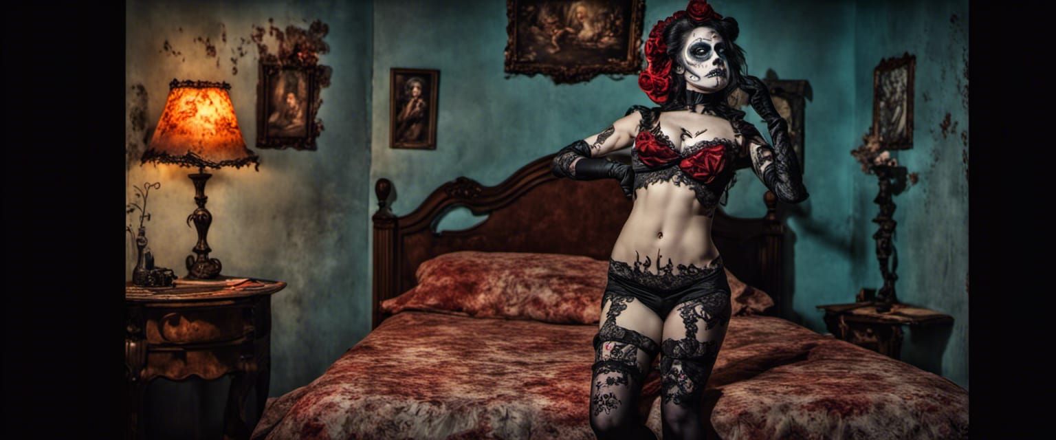 Day of the Dead Burlesque Bride Portrait