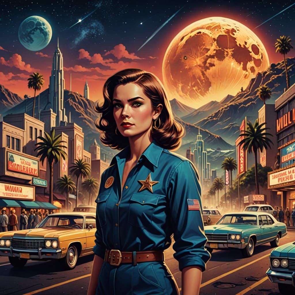 Retro Woman in 1970s Hollywood Style