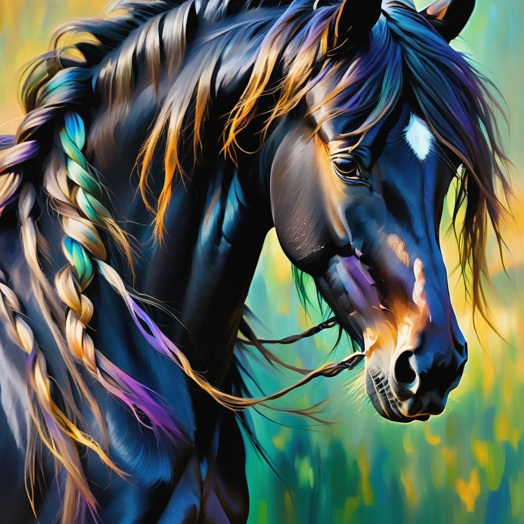 Abstract Expressionism: Black Horse in Golden Light