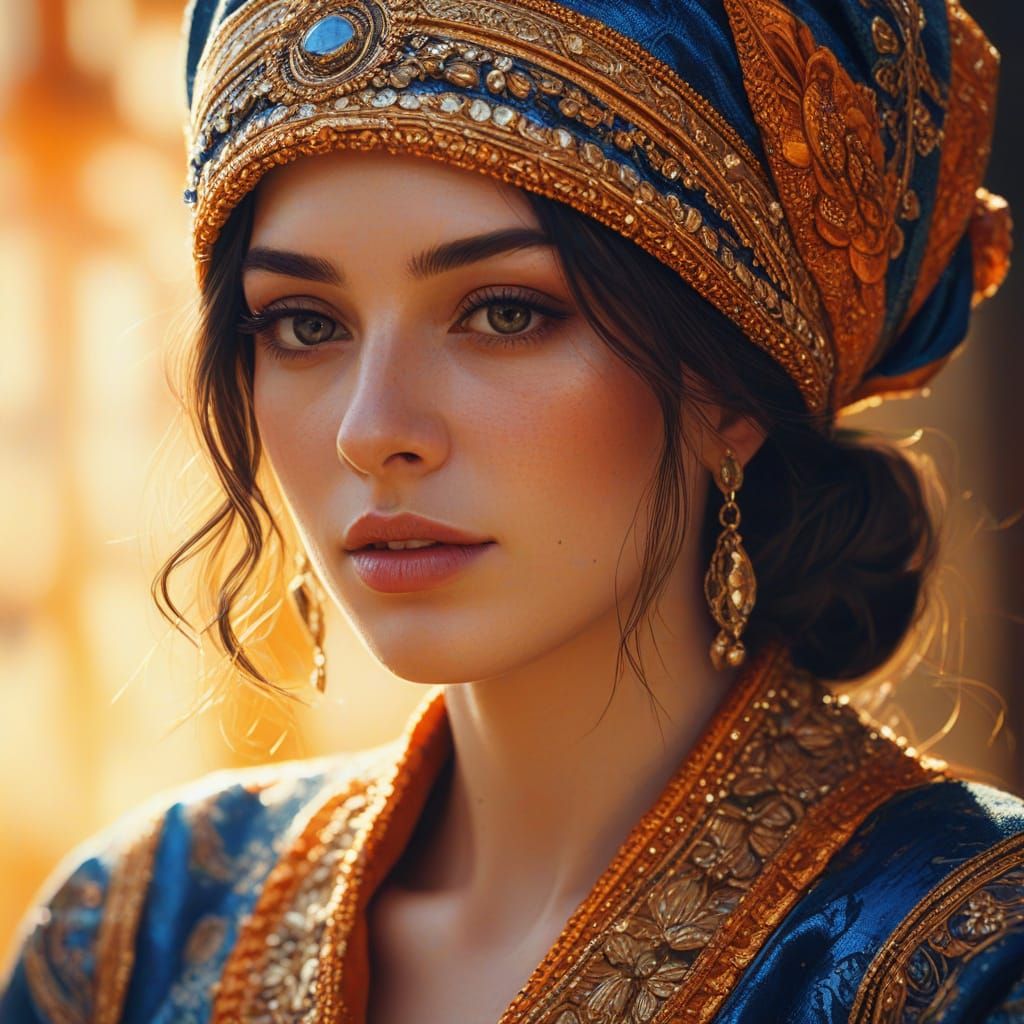 Intricate Woman in Expressive Hyper-Realistic Oil Painting