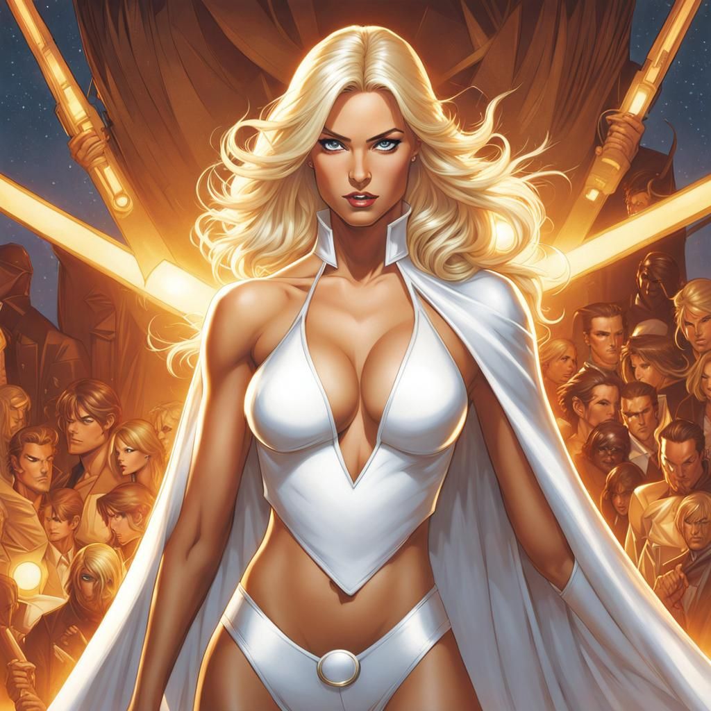 Emma Frost in White Cape, Digital Painting