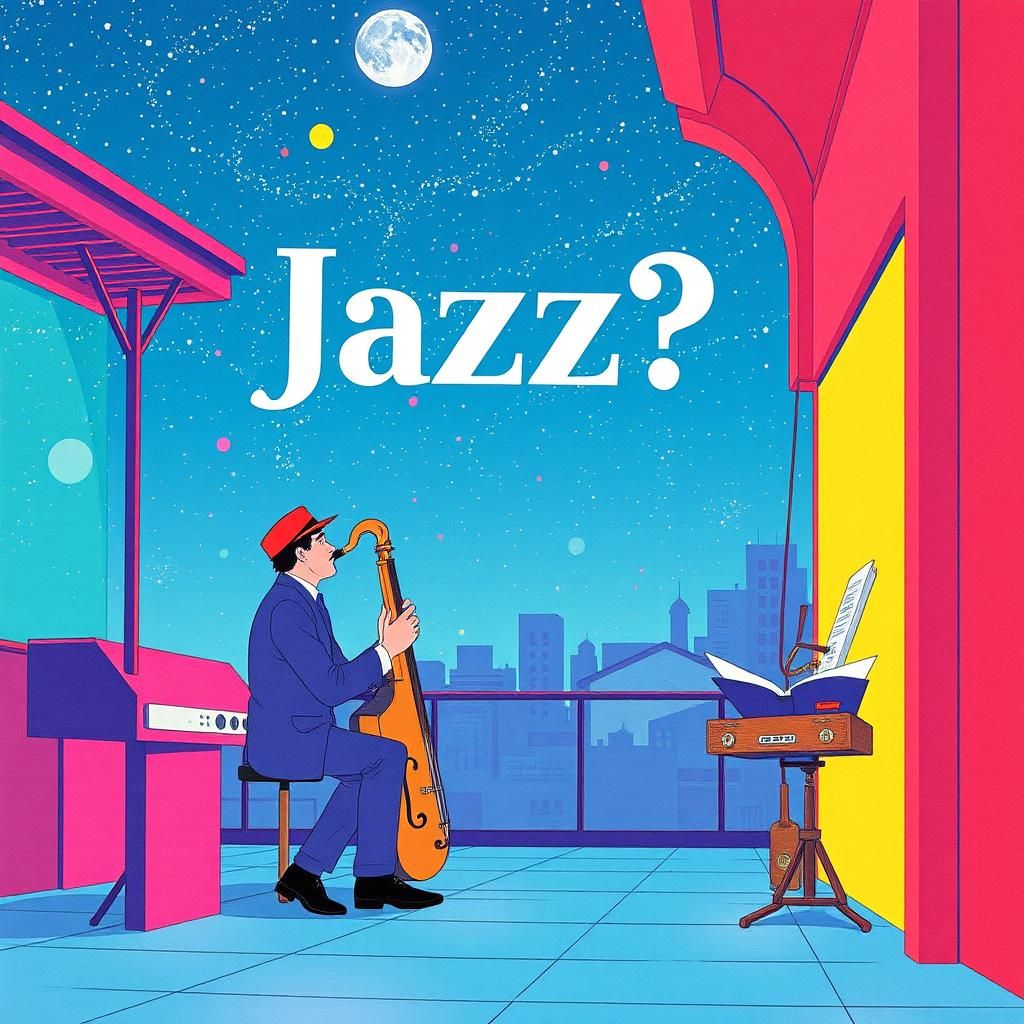 Maximalist Vaporwave Jazz Album Cover Art