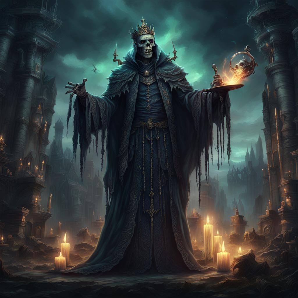 Undead Lich Casts Soul-Sucking Spell: Digital Matte Painting