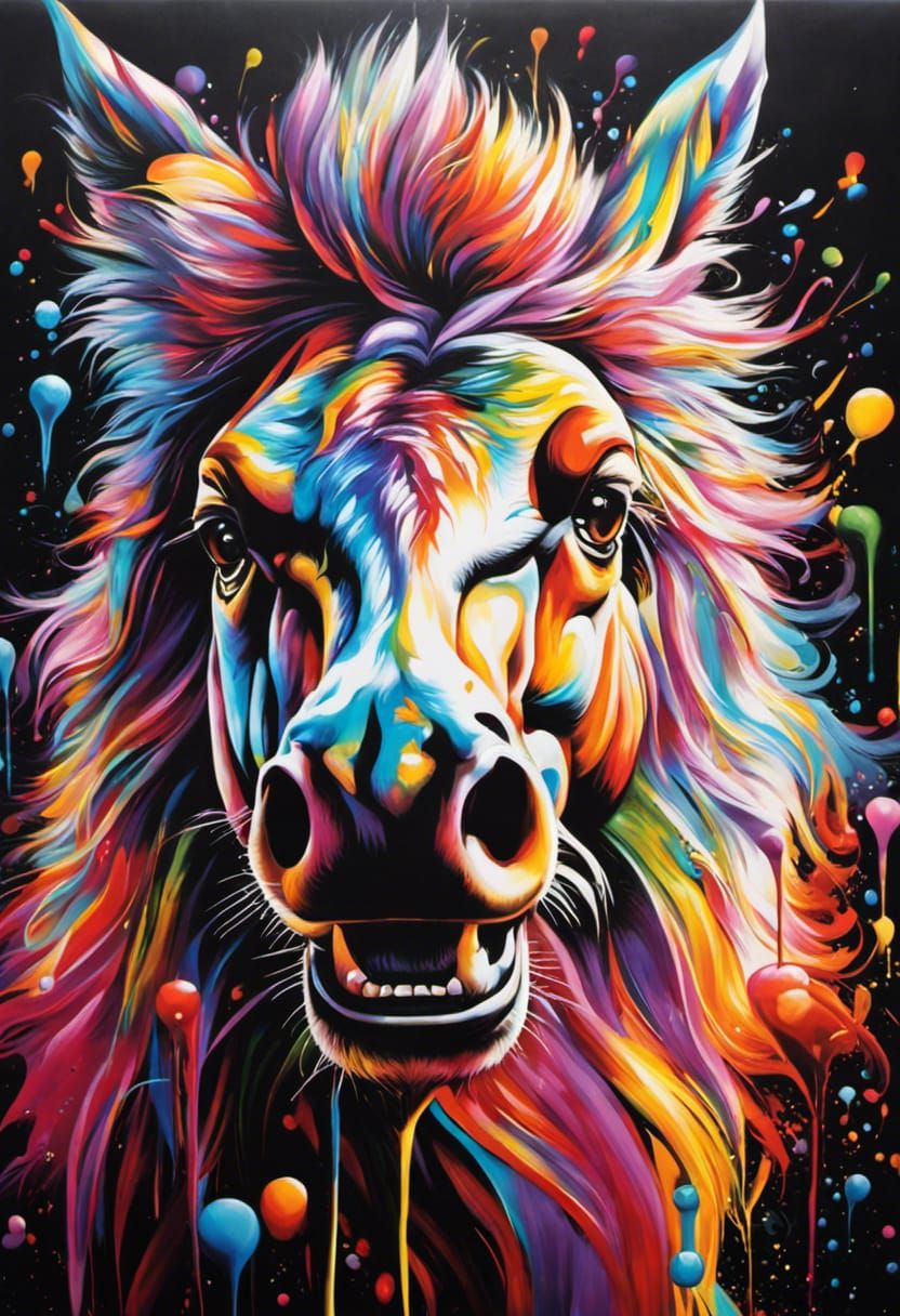 Hyperrealistic Horse with Graffiti Art Background