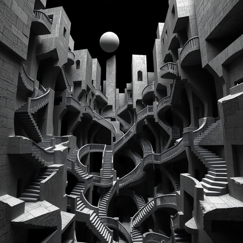 Impossible Escher-Style Architecture with Jagged Forms