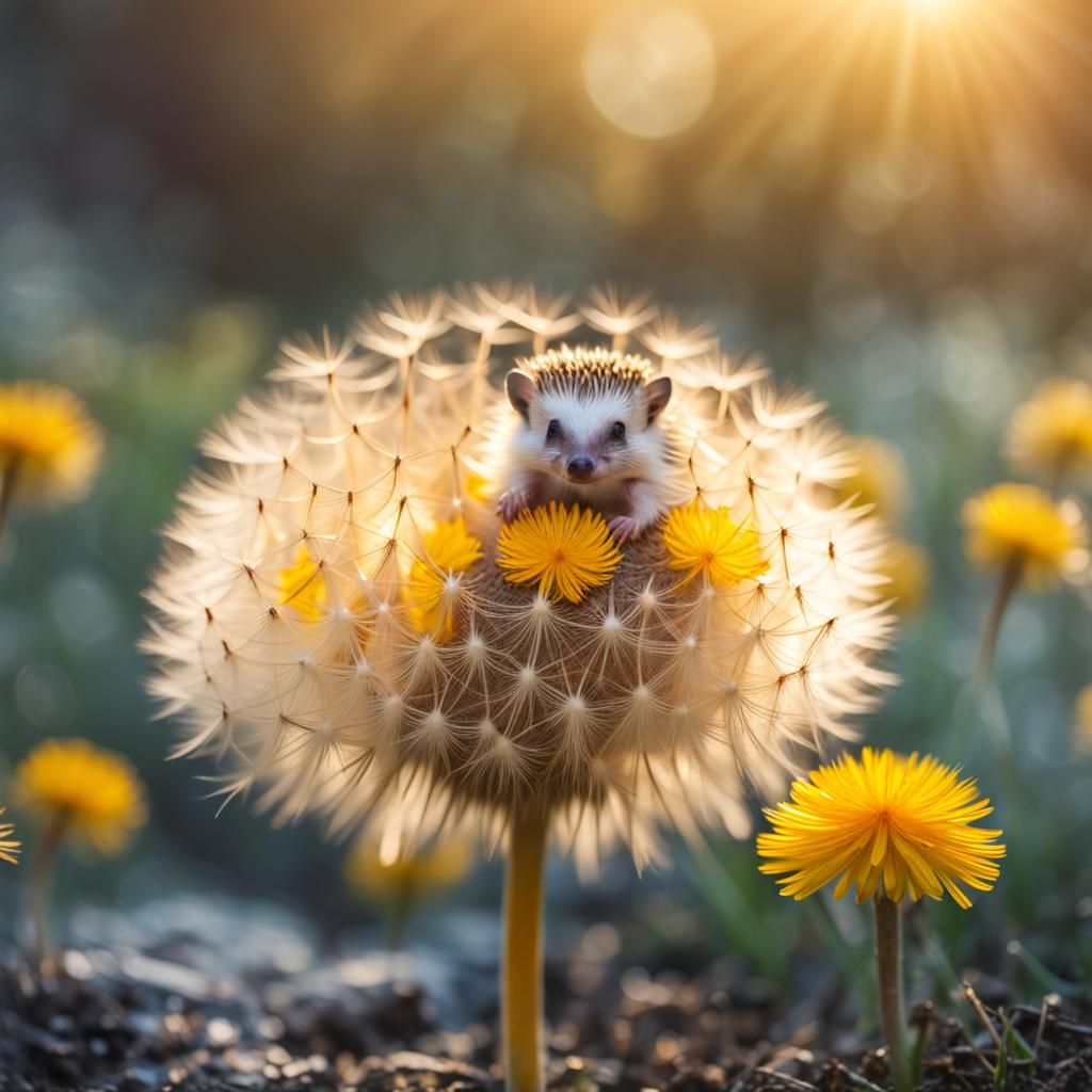 Hedgehog with Golden Wings, Professional Photography