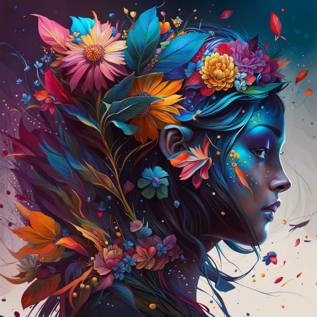 Floral Masquerade Mask in Vibrant Digital Art Style