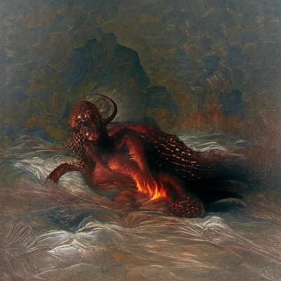Horrific Ifrit in Dark Fantasy Style