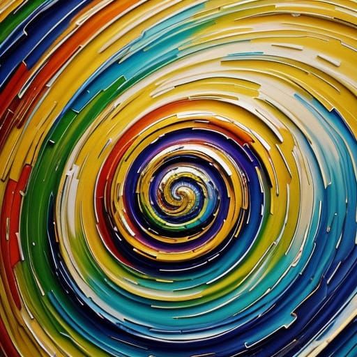 Expressionist Spiral in Impasto Oil Painting