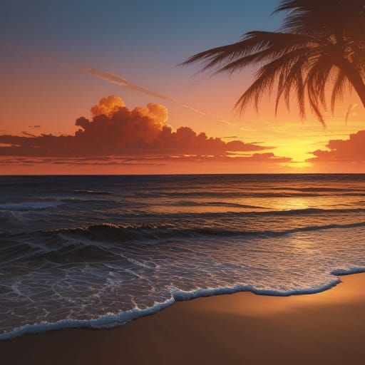 Surreal Sunset Masterpiece in Realistic Oil Painting Style