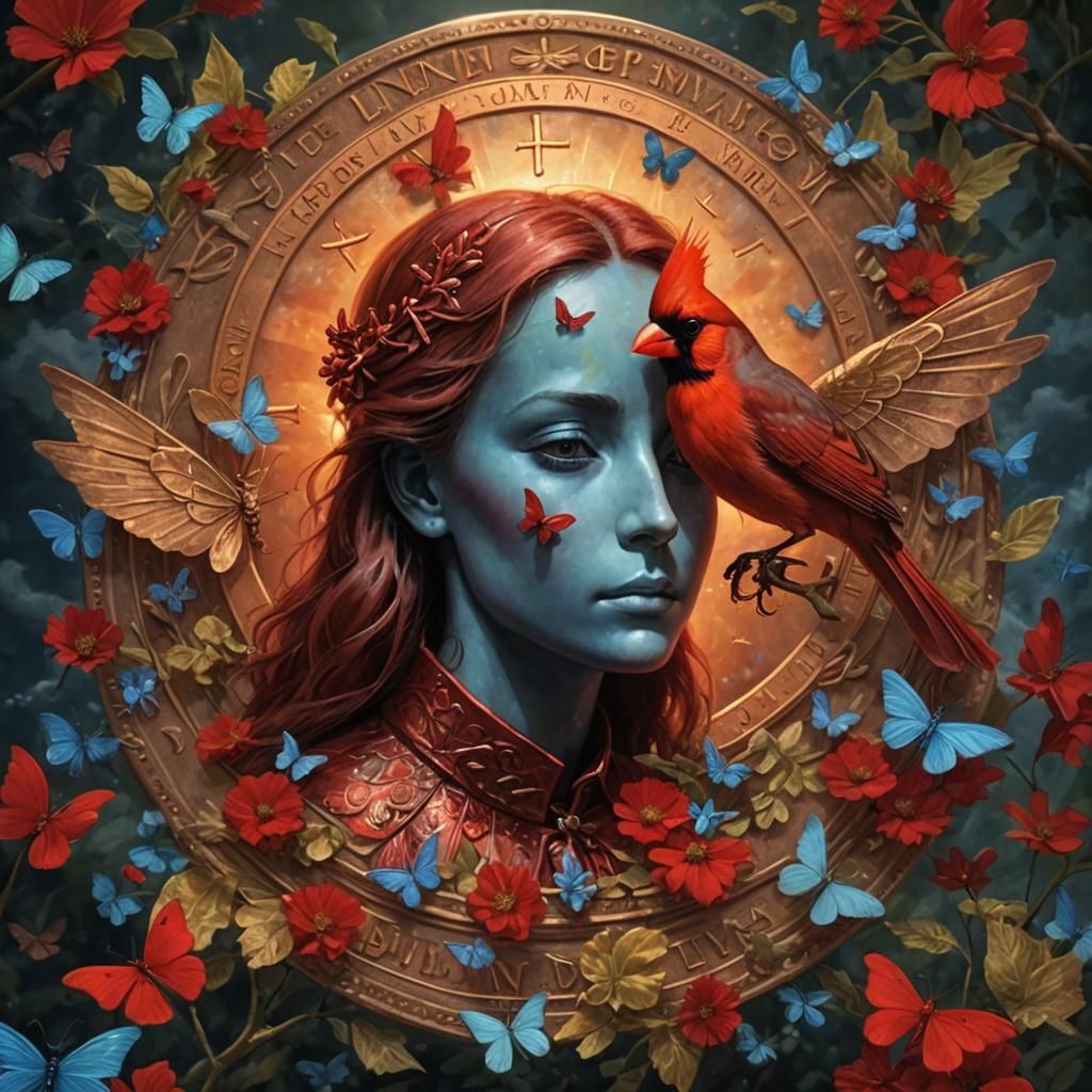 Red Cardinal and Dragonfly: A Penny from Heaven