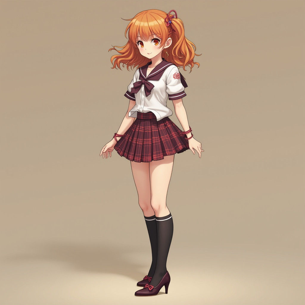 Confident Japanese Schoolgirl in Traditional Uniform, Blazin...