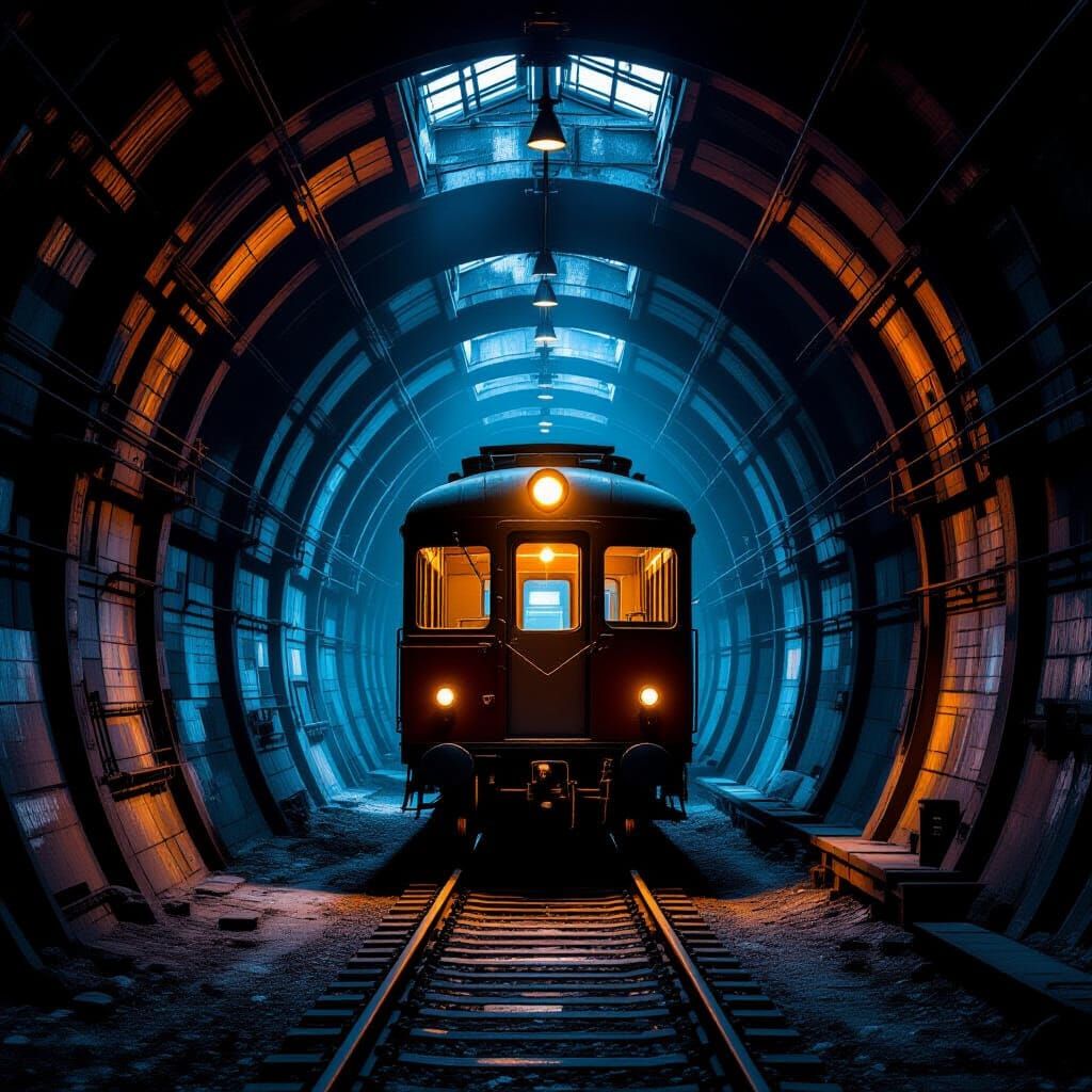 Vintage Train Car Meeting Space in Disused Tunnel