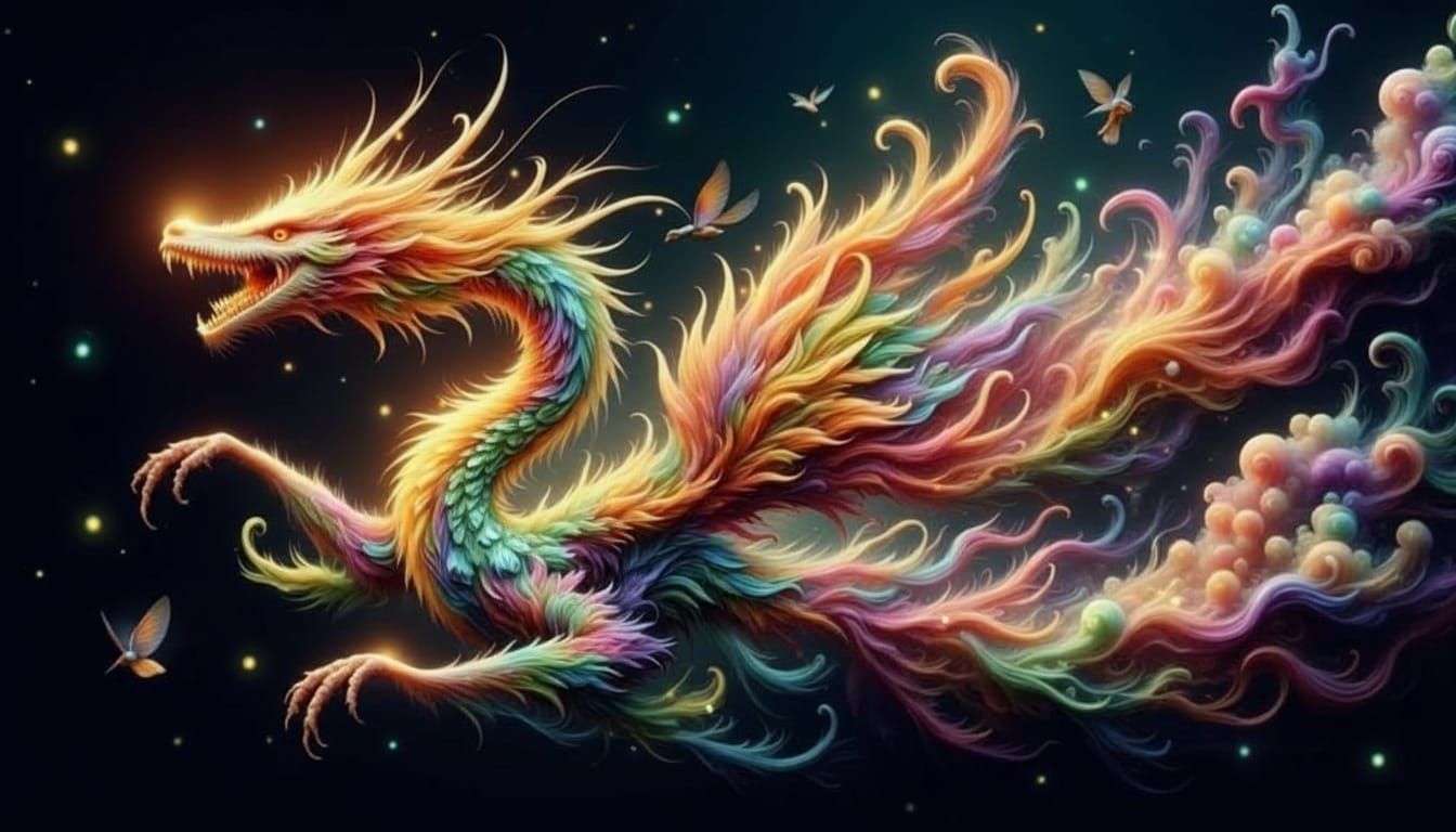 Iridescent Dragons Soar Over Floating Islands