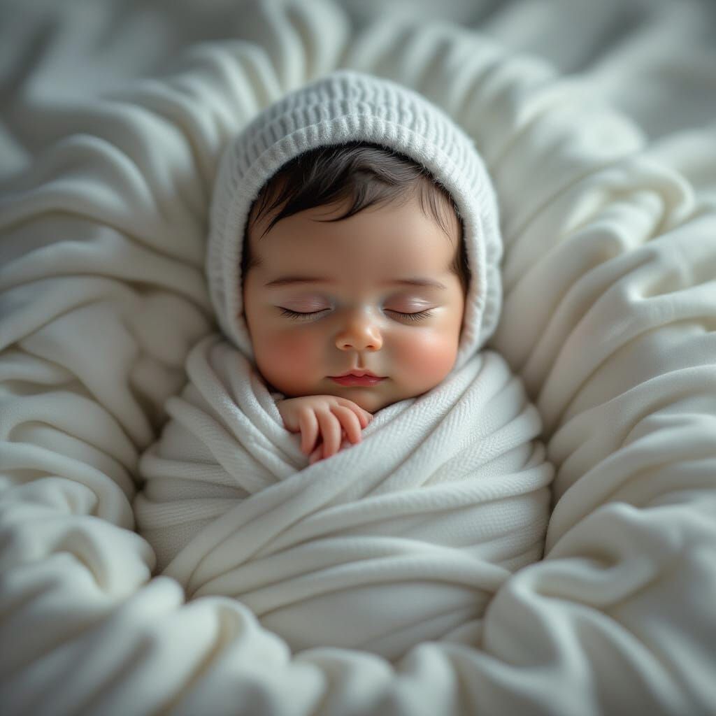 Newborn Baby Wrapped in Swaddle, Hyperdetailed Concept Art