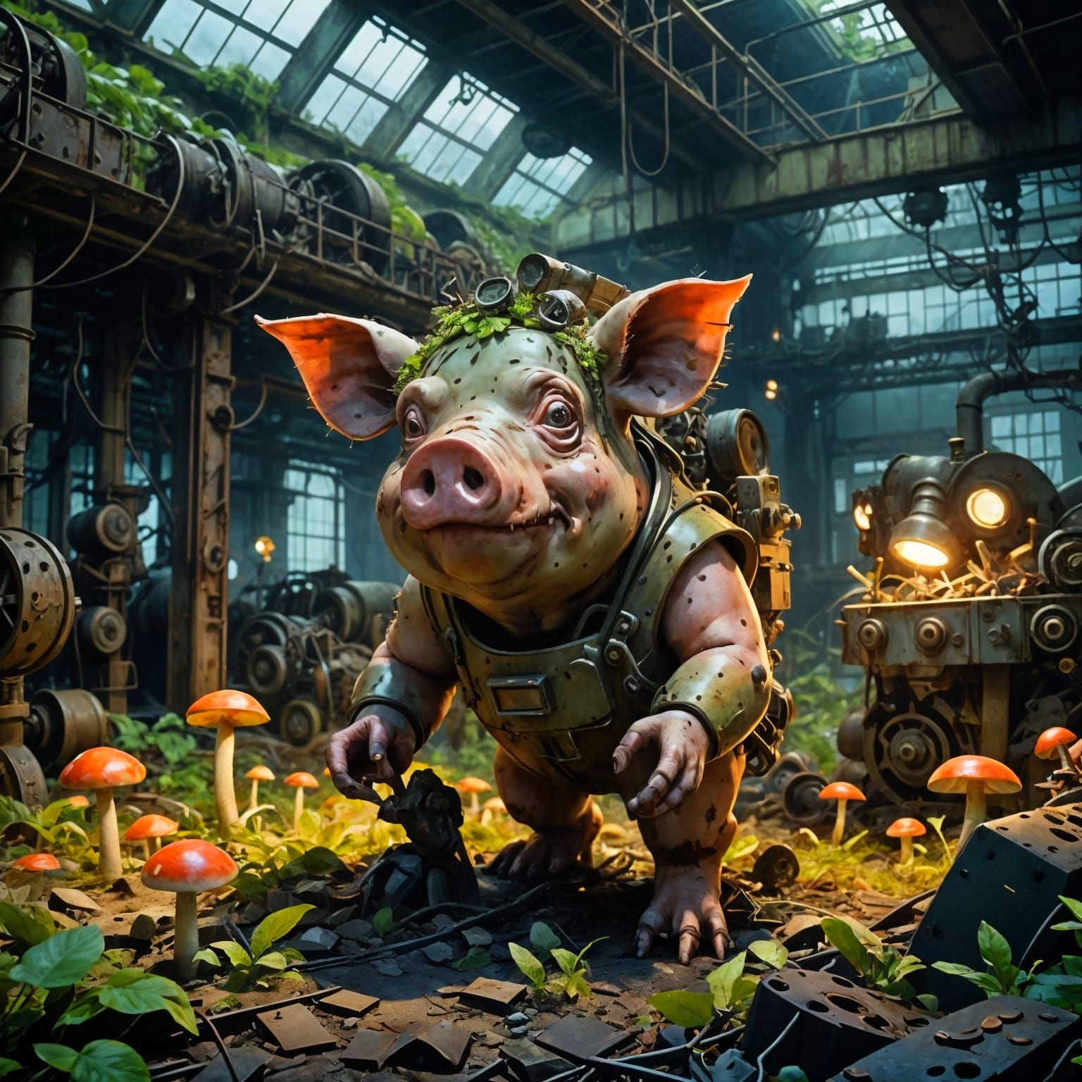 Nature Reclaims Abandoned Factory with Zombie Pig-Man