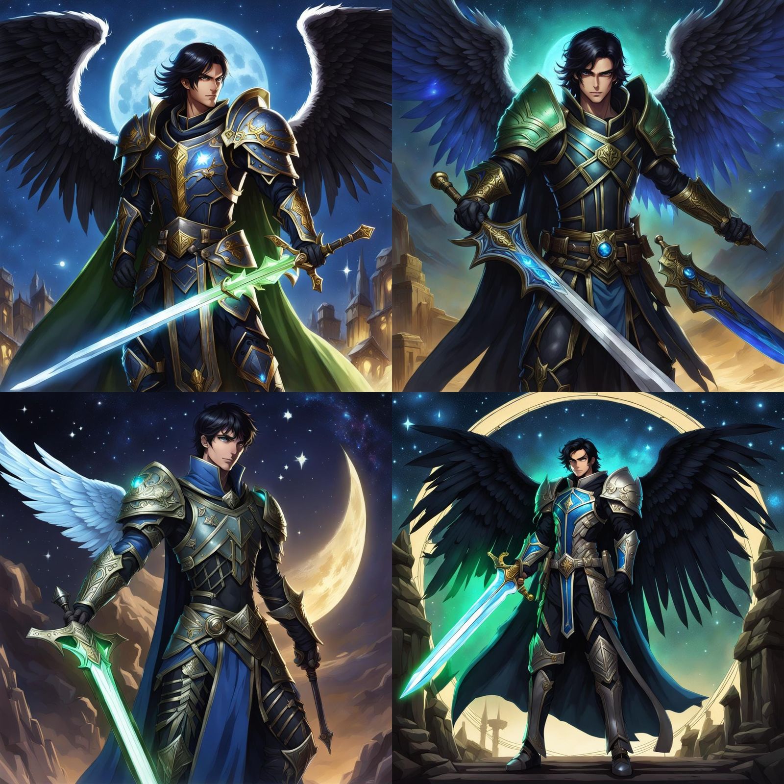 Aasimar Paladin with Greatsword Under the Stars