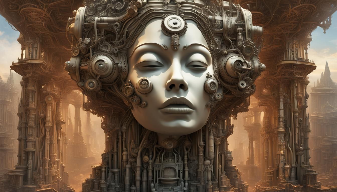 Surreal Temple Sculpture in Sci-Fi Fractalism Style