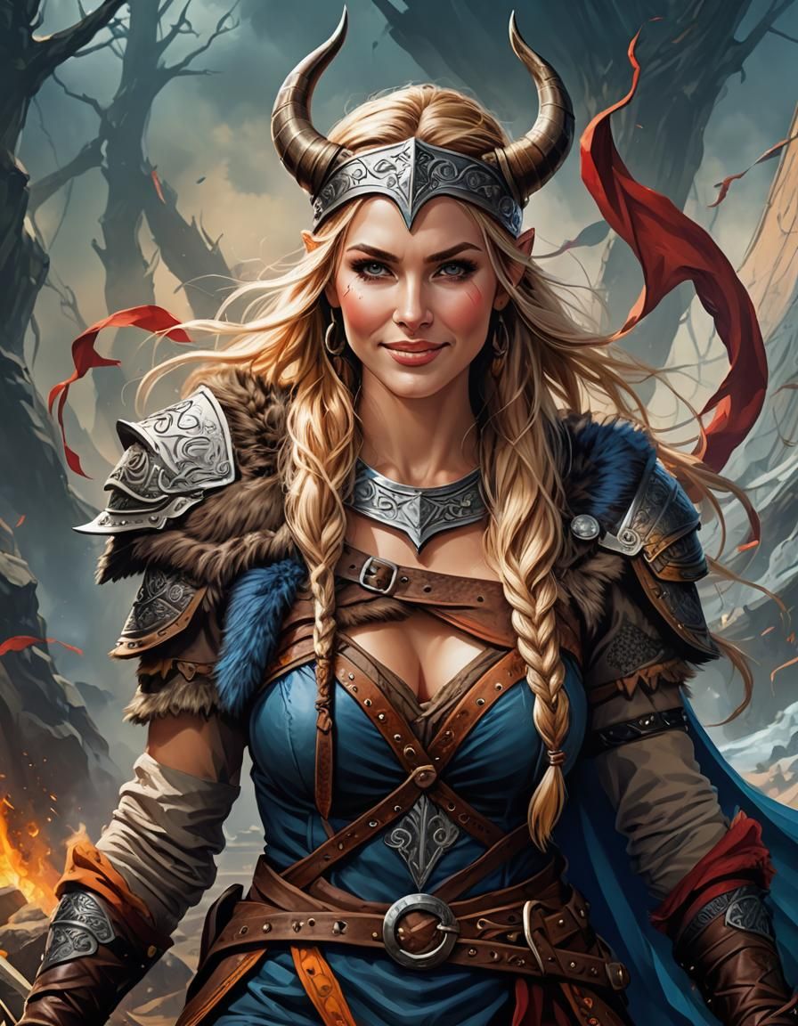 Beautiful Viking Woman in Hyper Detailed Digital Painting