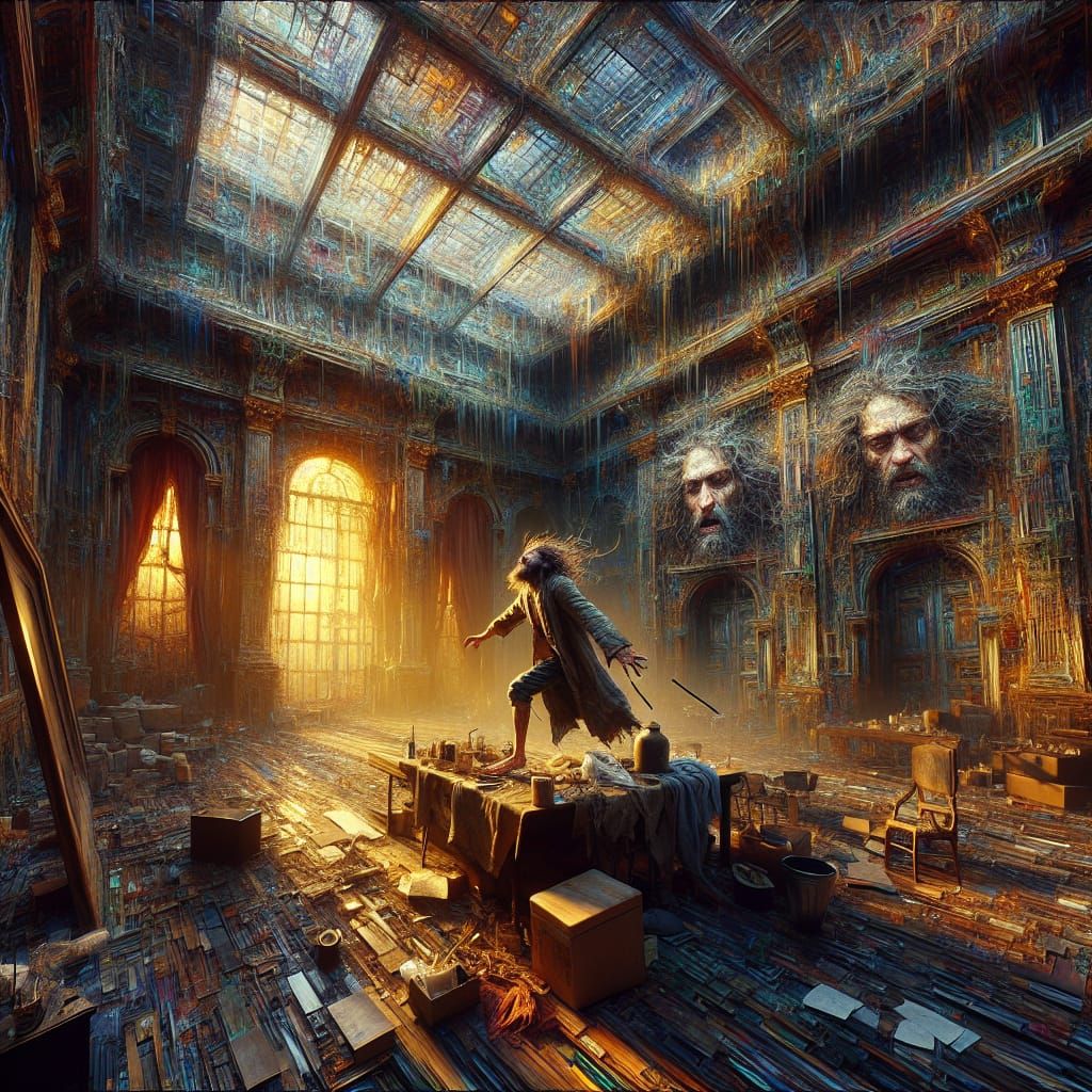 Lonely Man's Mental Struggle: A Digital Matte Painting