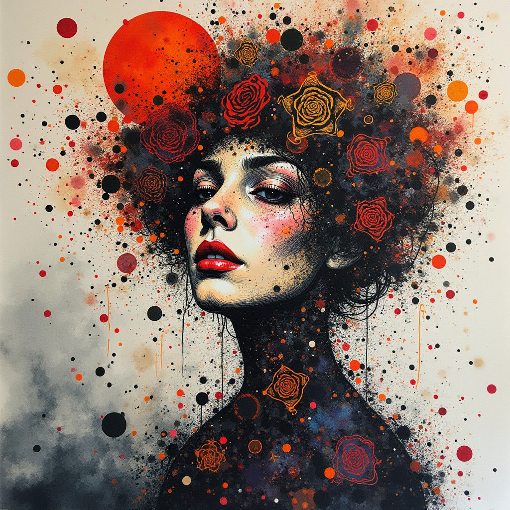 Entangled Ink Splatter Art in Watercolour Style