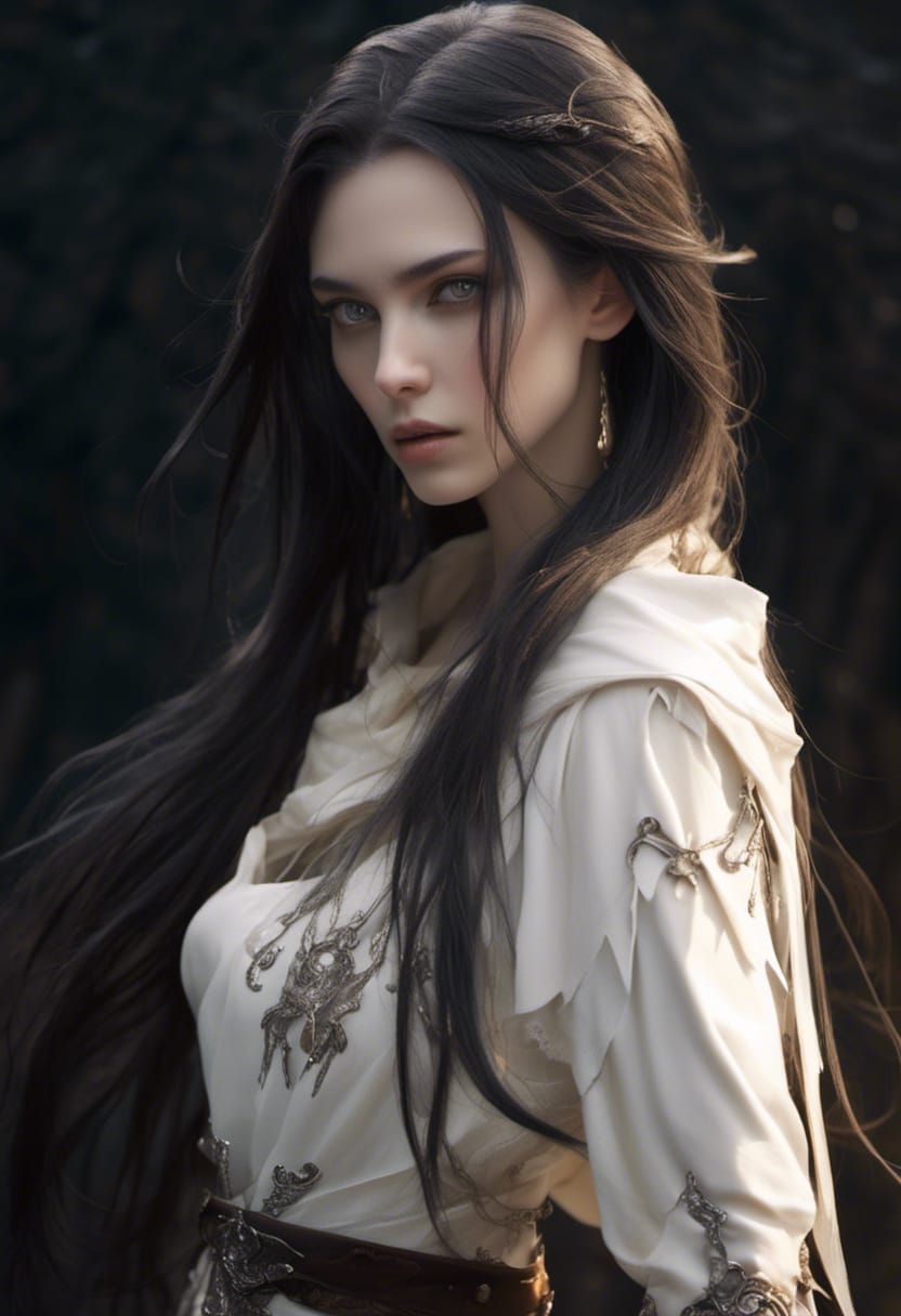 Hyperrealistic Dark Elf Eldritch Knight Portrait