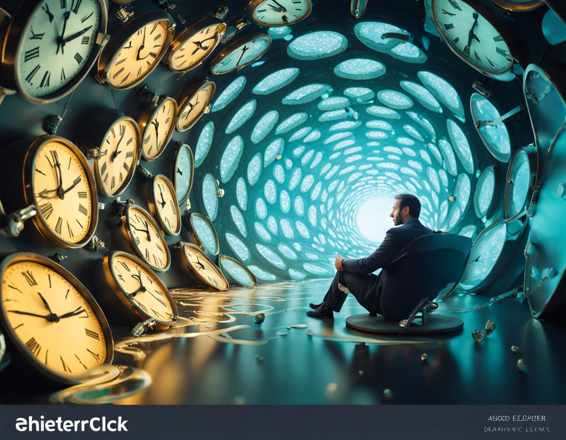 Surreal Time Traveler in Dali-Inspired Dreamscape