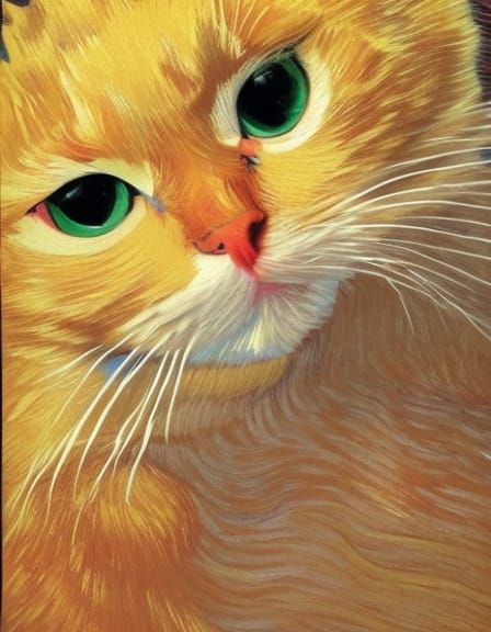 Cat and Owner Portrait in Van Gogh Style