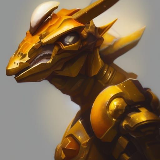 Detailed Agumon Portrait in Digital Art Style