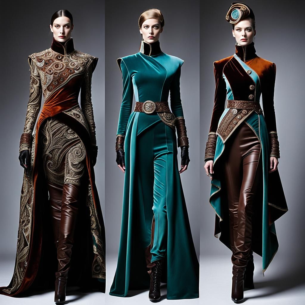 Futuristic Asymmetric Costume Design in Earth Tones