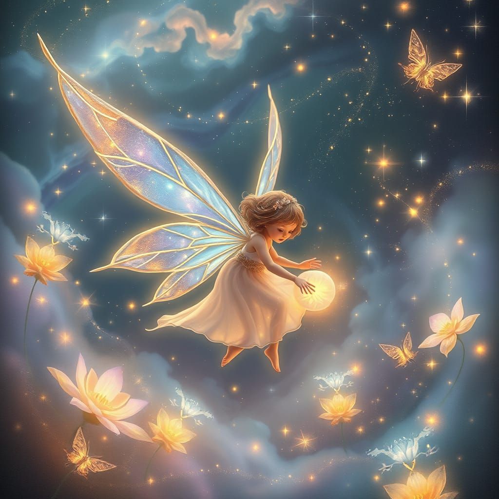 Whimsical Dream Fairy in Cosmic Nebula