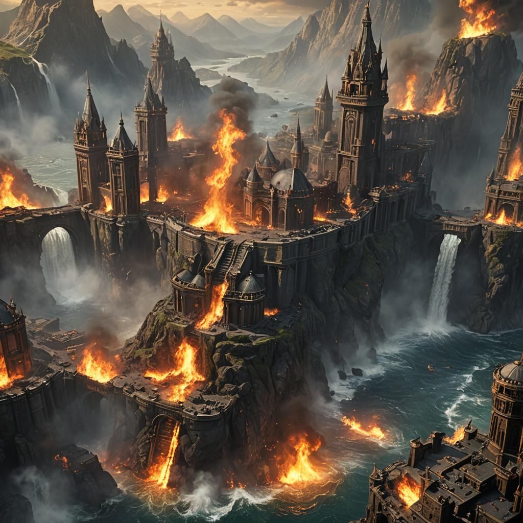 Dynamic Fire and Water Matte Painting