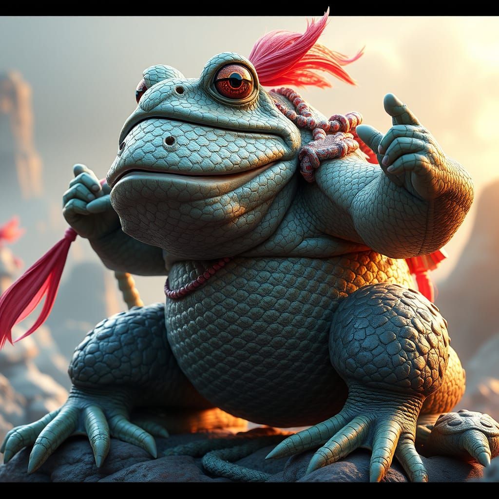 Surreal Cane Toad Warrior Emerges from Cyberpunk Night