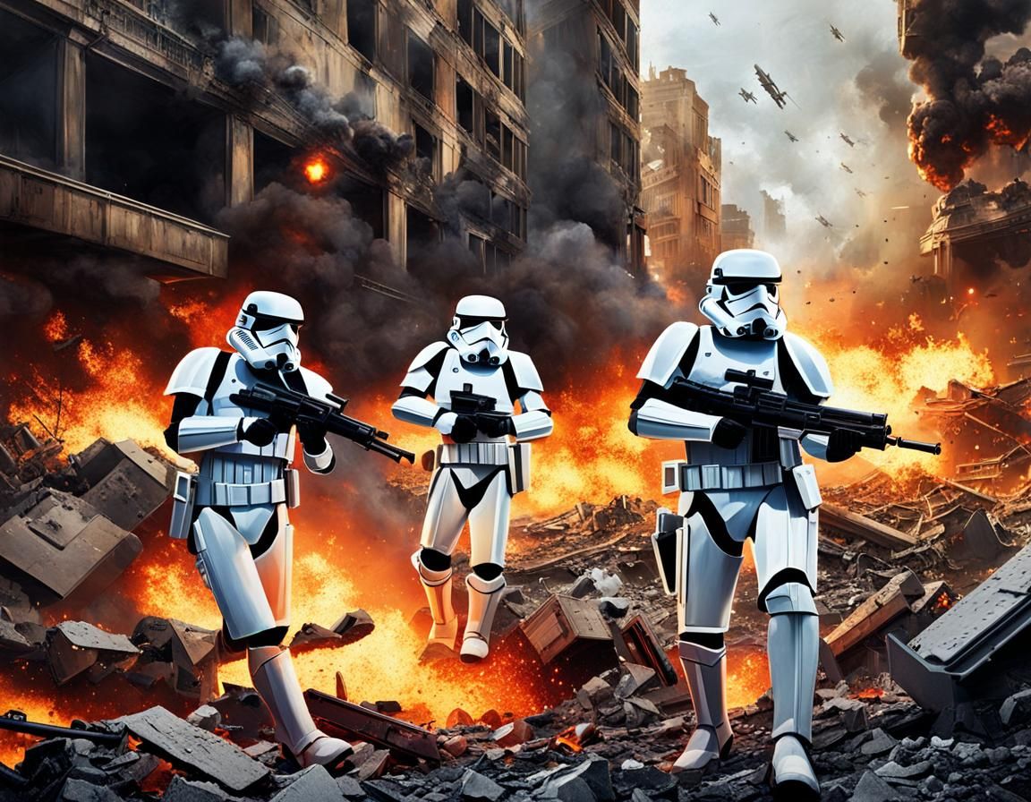 Imperial Stormtroopers Battle in Ruined City