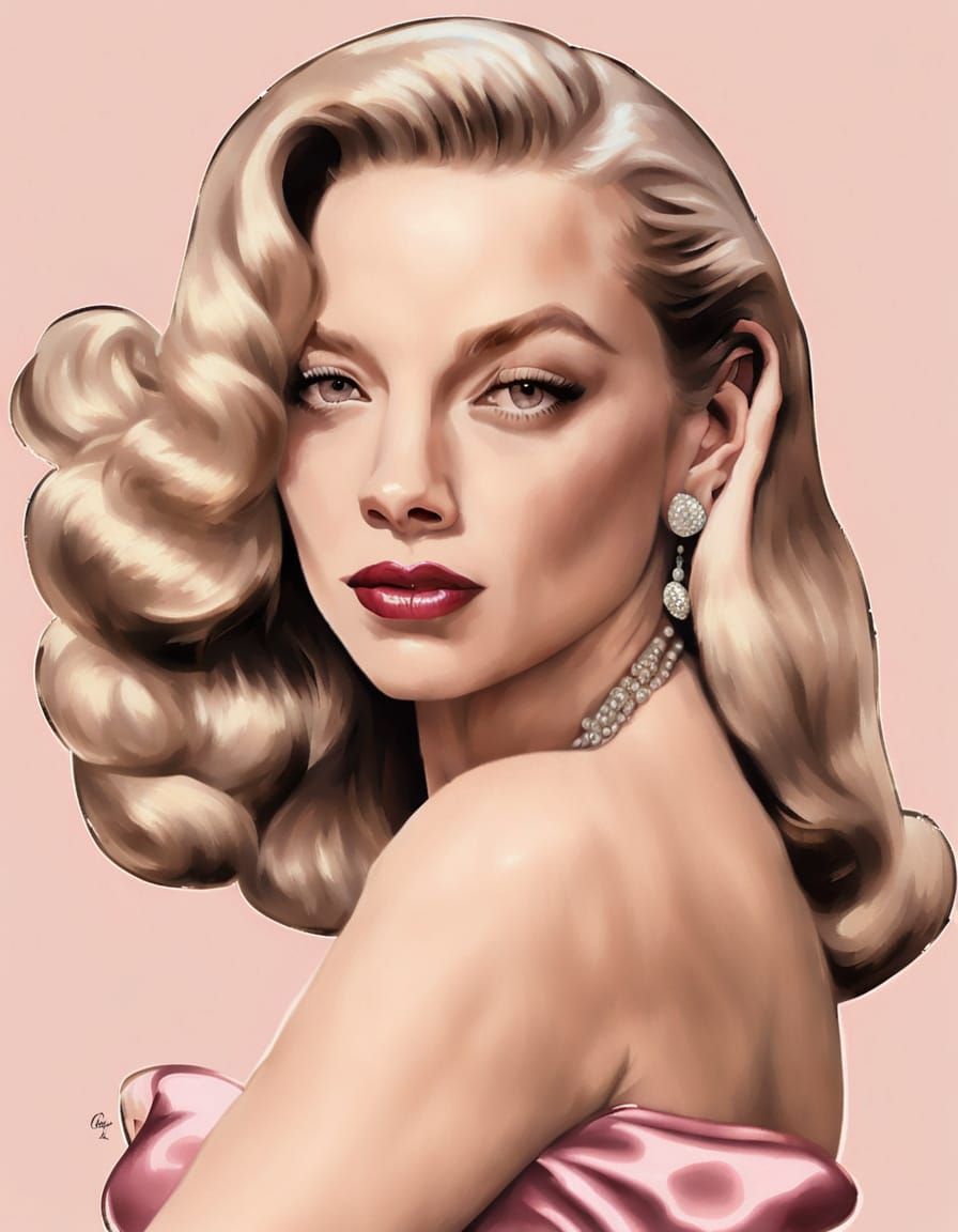 Glamorous 1950s Pin Up Woman in Mike Ludlow Style