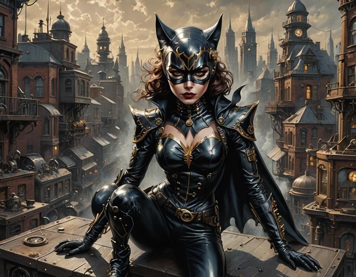 Steampunk Catwoman in Hyperdetailed Gloss Finish