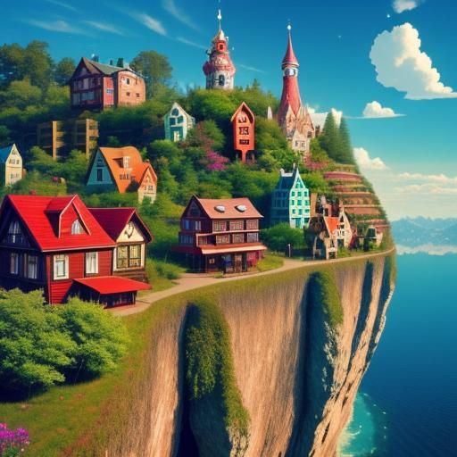 Whimsical Imaginary Town of Delightful Architecture