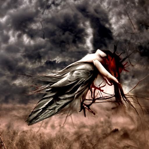 Dark Gothic Figure with a Windswept Heart