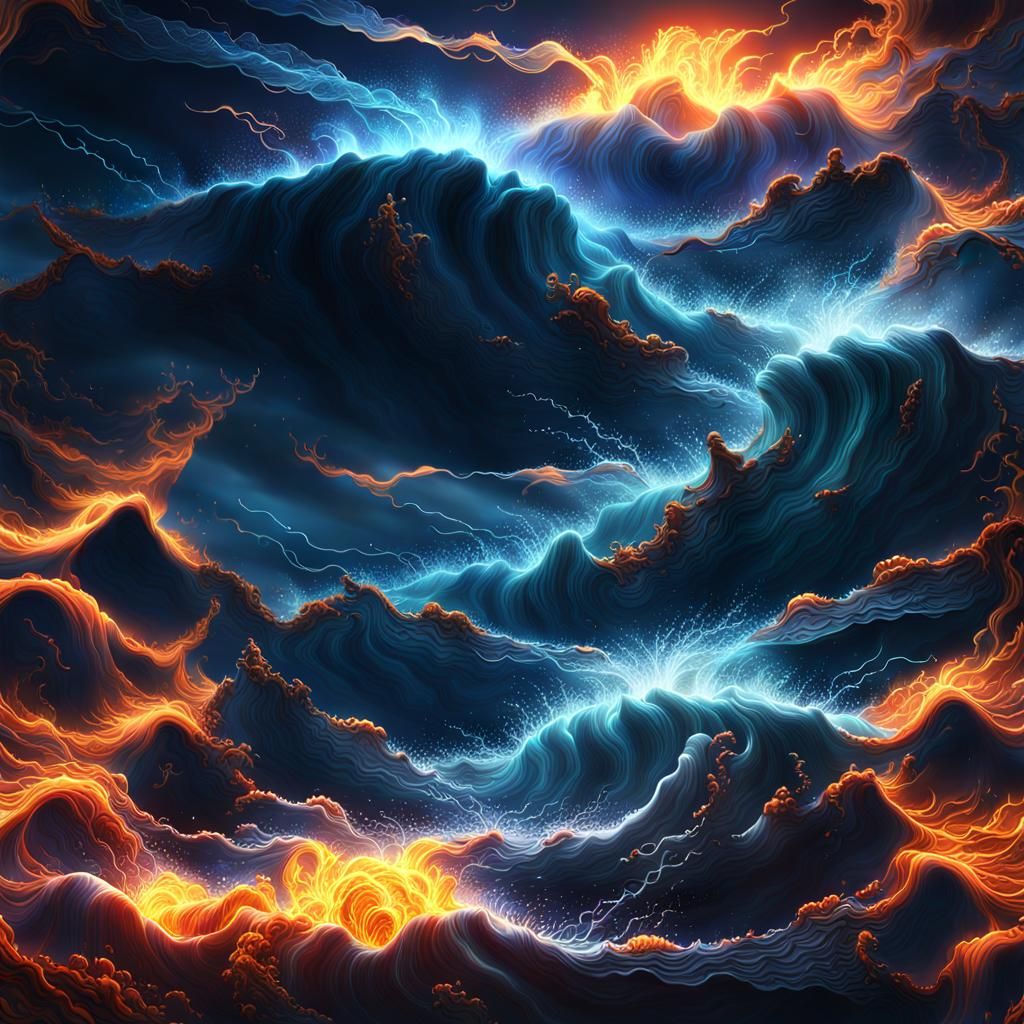 Dramatic Ocean Maelstrom Under Thunderstorm in Fantasy Art