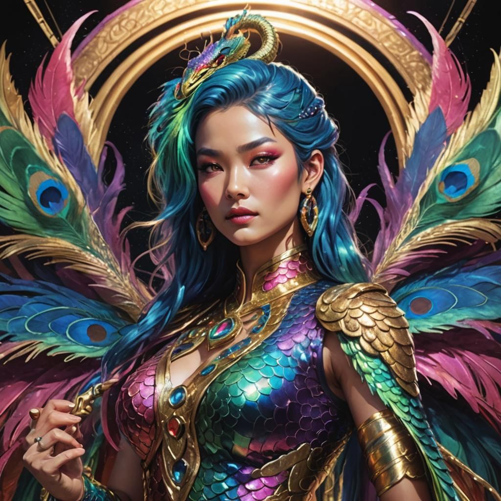 Rainbow Serpent Woman with Gold Skin, Comic Art