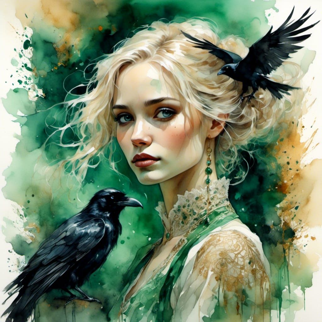 Enchanting Woman with Raven Hair in Victorian Style