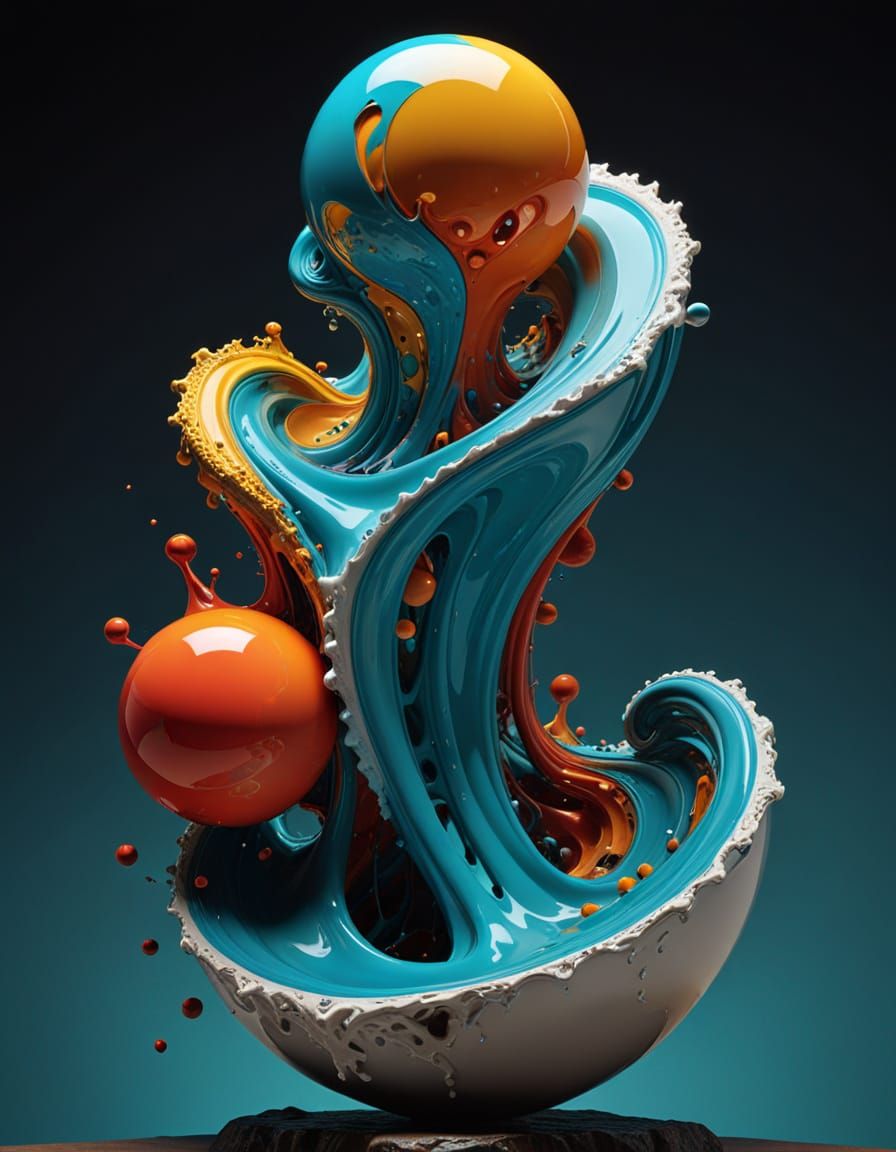 Surrealist Abstract Sculpture in Cyberpunk Aesthetic