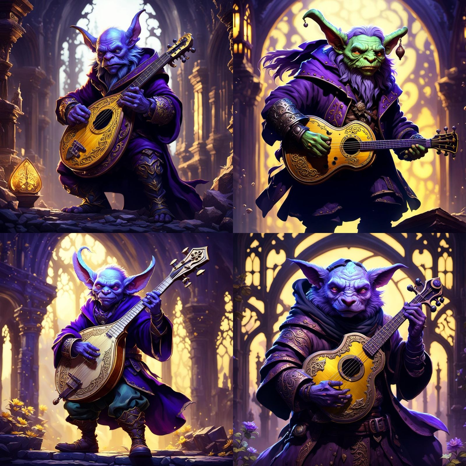 Detailed Goblin Bard in Dark Fantasy Style