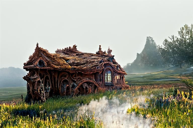 Mysterious Prairie House at Twilight