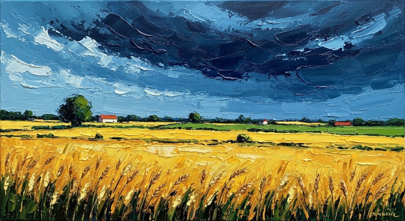 Golden Wheat Fields in Abstract Expressionist Style