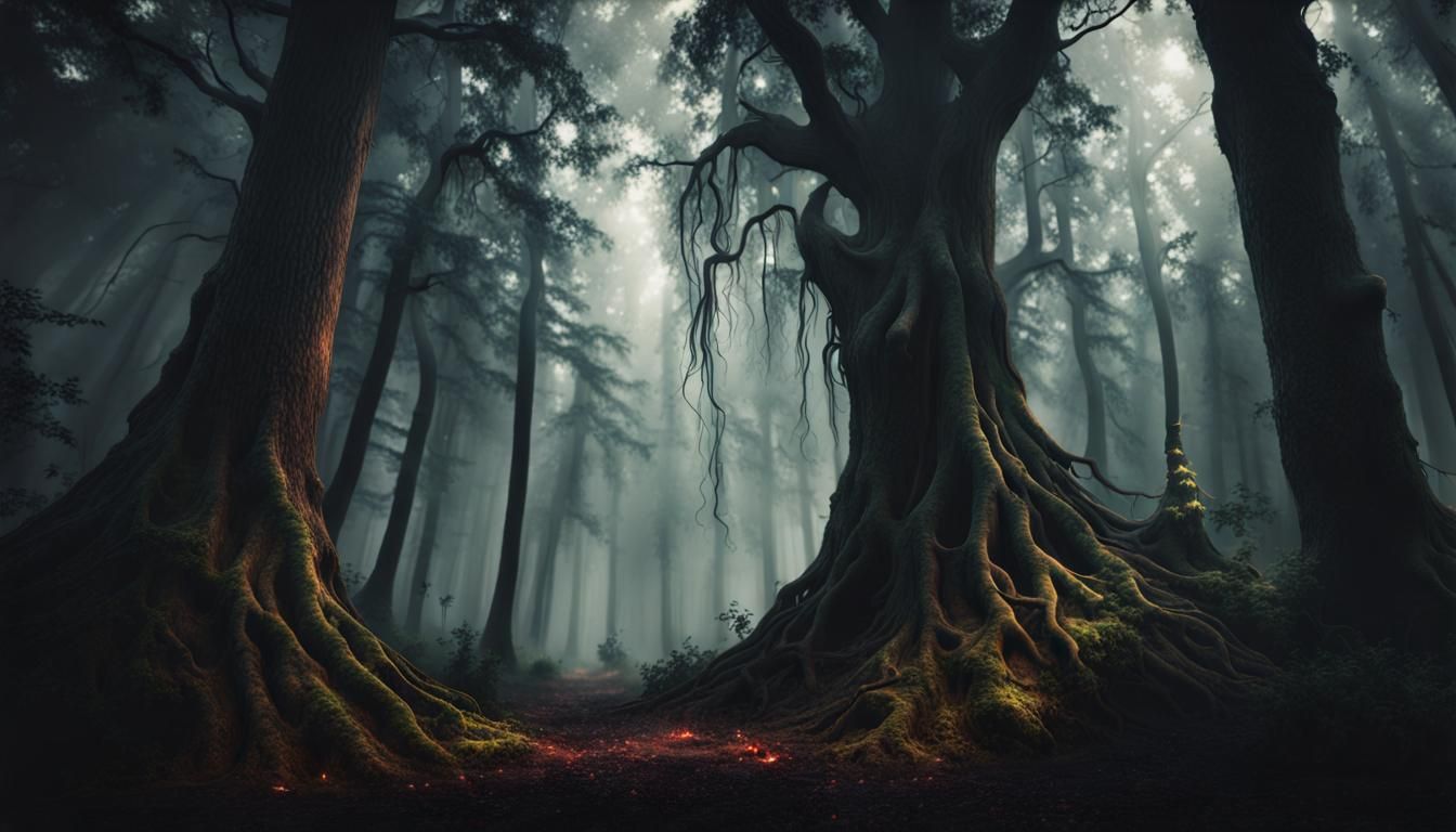 Eerie Forest: Realistic Evil Spirits in 8K